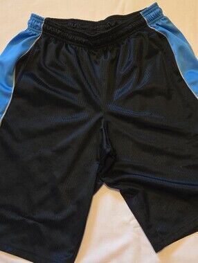 Champion Black Athletic Shorts with Light Blue Panels